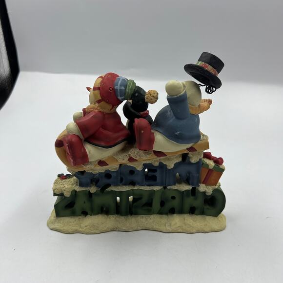 Merry Christmas Resin Snowman Family Sledding Figurine Decor Christmas Winter - Picture 8 of 9